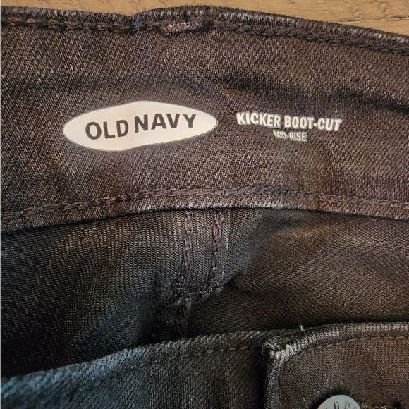 Old navy kicker boot cut mid rise black jeans size 30 plus - Picture 3 of 4